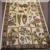 R101. Botanical crewel rug. Handcrafted in India. 3'6” x 5'6”